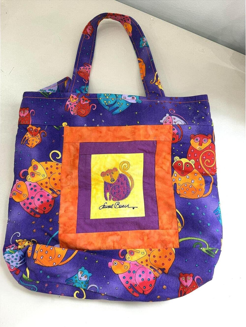 Laurel Burch Colorful Cat Pattern Tote Bag
